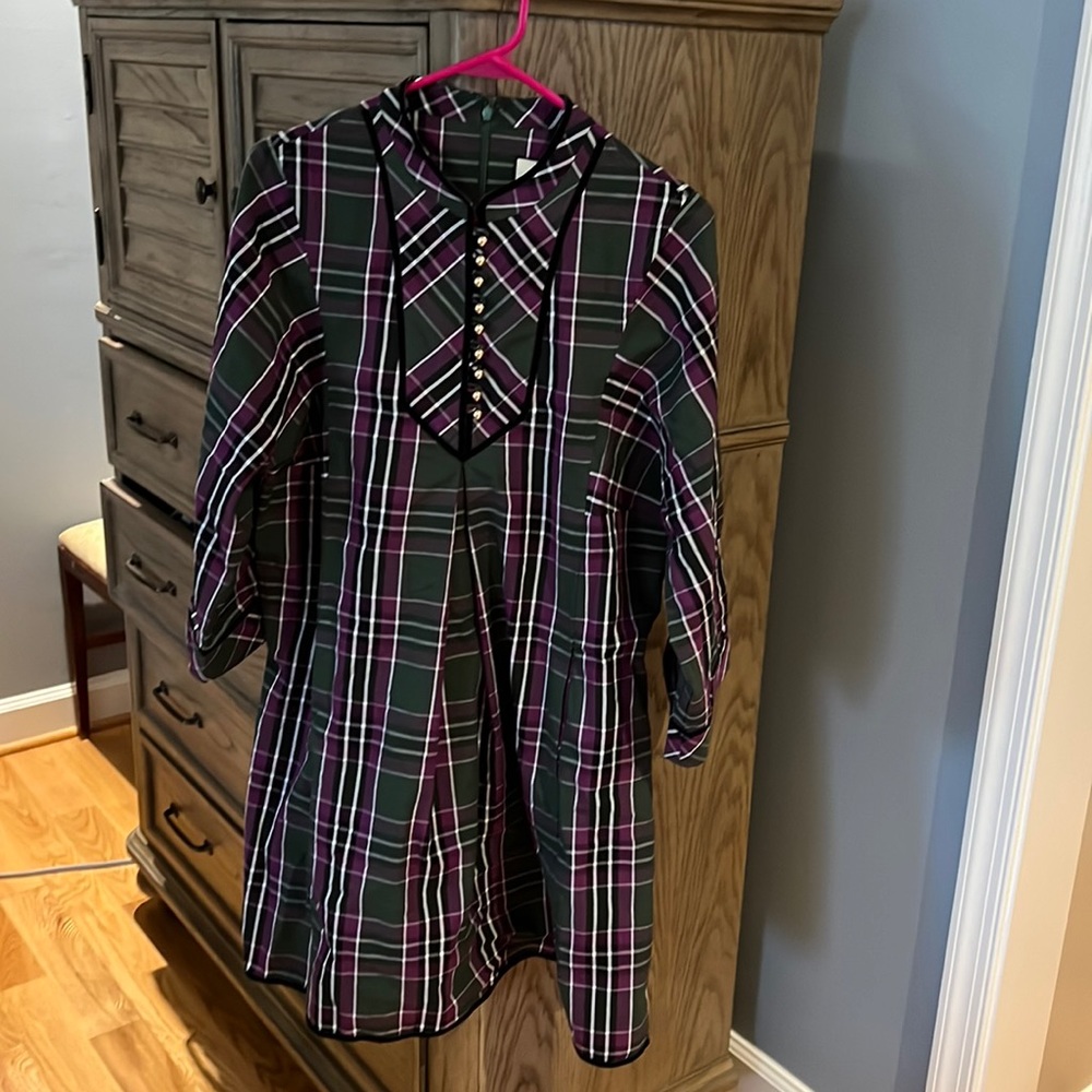 Tuckernuck AUBERGINE TARTAN INDRE DRESS size large